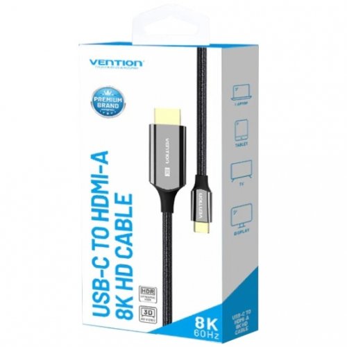 Кабель Vention USB Type-C to HDMI V2.0 8K 1.8m (CRCBAC) Black купить в Украине | Telemart фото