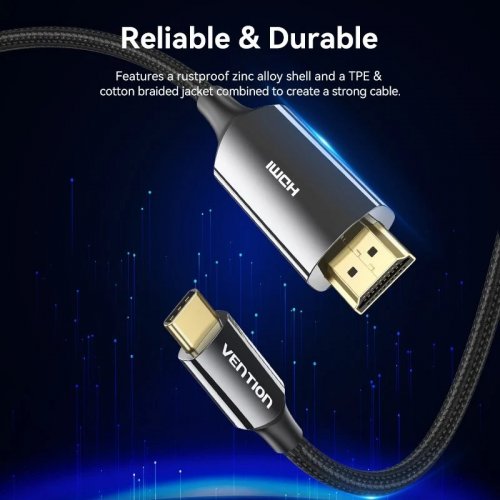 Кабель Vention USB Type-C to HDMI V2.0 8K 1.8m (CRCBAC) Black купить в Украине | Telemart фото