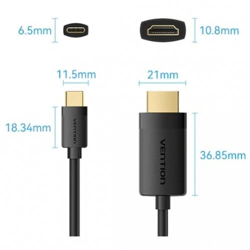Кабель Vention USB Type-C to HDMI 4K 2m (CRIBH) Black купить в Украине | Telemart фото