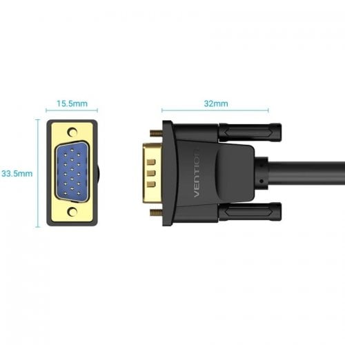 Кабель Vention VGA to VGA 1m (DAEBF) Black купить в Украине | Telemart фото