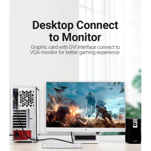 Кабель Vention DVI-I to VGA 3m (EACBI) Black купити в Україні | Telemart фото