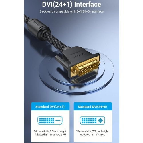Кабель Vention DVI-D to DVI-D 2K 8m (EAEBK) Black купить в Украине | Telemart фото