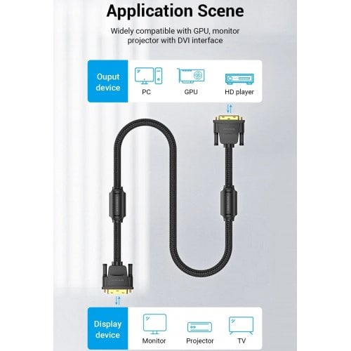 Кабель Vention DVI-D to DVI-D 2K 8m (EAEBK) Black купить в Украине | Telemart фото