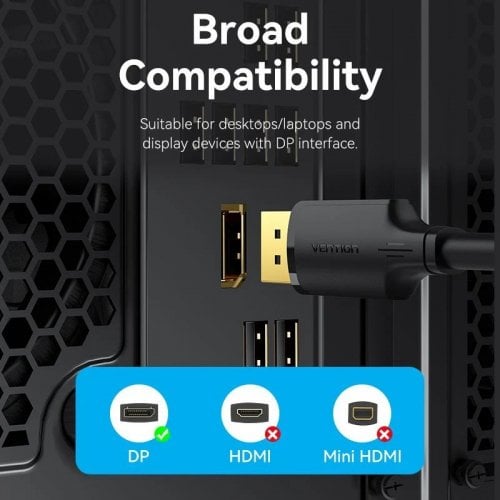 Кабель Vention DisplayPort to DisplayPort V1.2 4K 3m (HAKBI) Black купить в Украине | Telemart фото