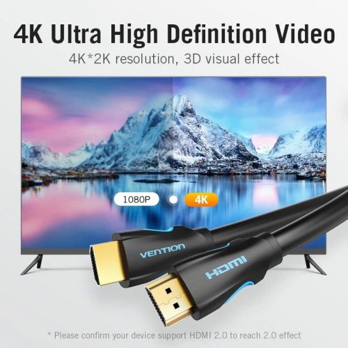 Кабель Vention HDMI to HDMI V1.4 4K 15m (VAA-M02-B1500) Black купить в Украине | Telemart фото