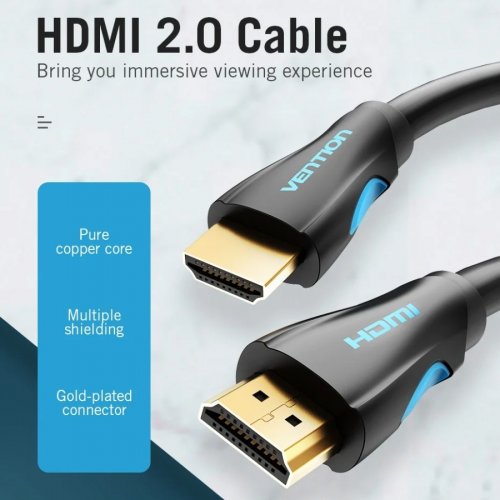 Кабель Vention HDMI to HDMI V1.4 4K 15m (VAA-M02-B1500) Black купить в Украине | Telemart фото