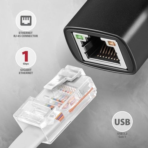 Сетевая карта AXAGON ADE-ARC USB 3.2 Gen1 Type-C to Gigabit Ethernet Black купить в Украине | Telemart фото