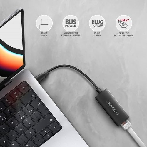 Сетевая карта AXAGON ADE-ARC USB 3.2 Gen1 Type-C to Gigabit Ethernet Black купить в Украине | Telemart фото