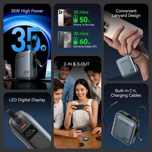 Powerbank Vention 10000mAh 35W (FHFH0) Gray купить в Украине | Telemart фото