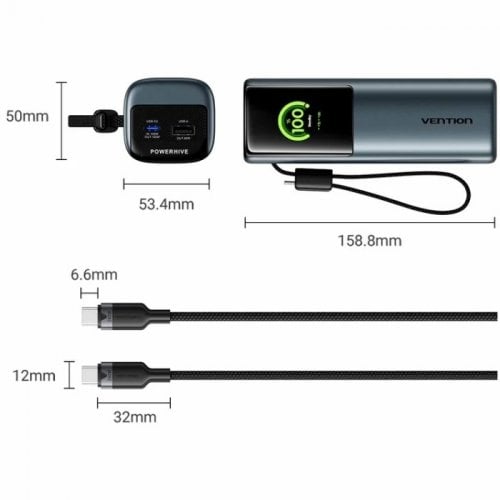 Powerbank Vention 27000mAh 200W (FKGH0) Gray купить в Украине | Telemart фото