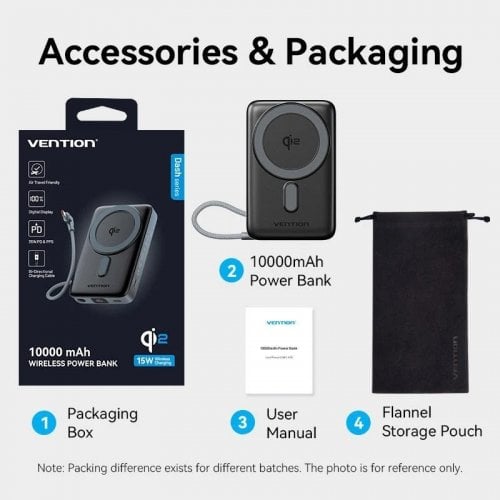 Powerbank Vention Magnetic Wireless 10000mAh 35W (FKHH0) Gray купити в Україні | Telemart фото