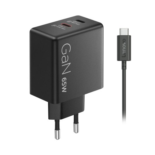 Зарядное устройство для ноутбука Lenovo GaN 2 x USB Type-C 65W (40AW065BEU) Black купить в Украине | Telemart фото