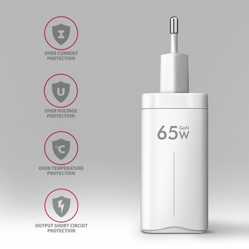 Мережевий зарядний пристрій AXAGON GaN USB + 2 x USB Type-C 65W (ACU-DPQ65W) White купити в Україні | Telemart фото