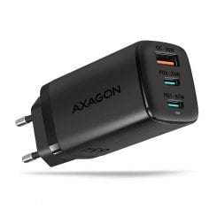 Мережевий зарядний пристрій AXAGON GaN USB + 2 x USB Type-C 65W (ACU-DPQ65) Black