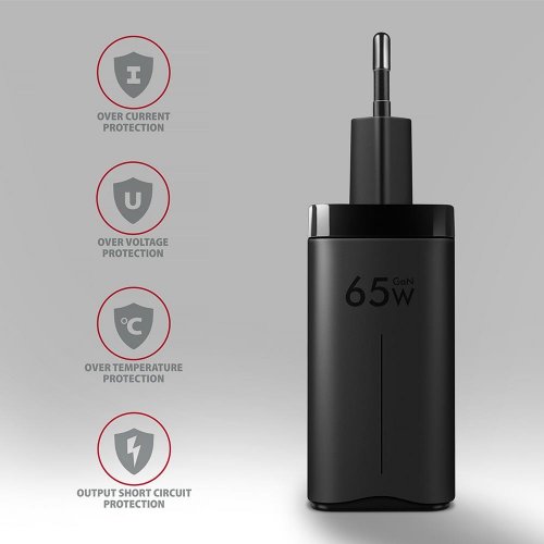 Мережевий зарядний пристрій AXAGON GaN USB + 2 x USB Type-C 65W (ACU-DPQ65) Black купити в Україні | Telemart фото