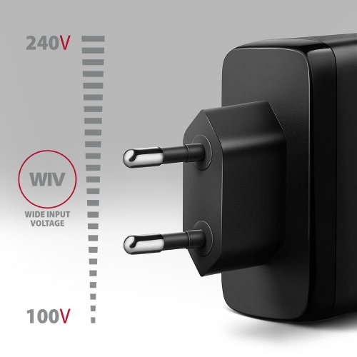 Мережевий зарядний пристрій AXAGON GaN USB + 2 x USB Type-C 100W (ACU-DPQ100) Black купити в Україні | Telemart фото