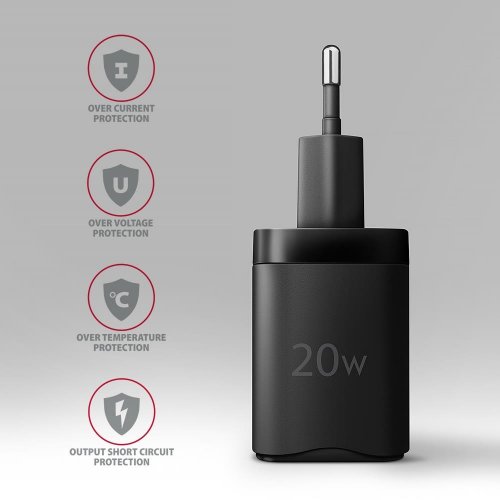 Мережевий зарядний пристрій AXAGON USB + USB Type-C 20W (ACU-PQ20) Black купити в Україні | Telemart фото