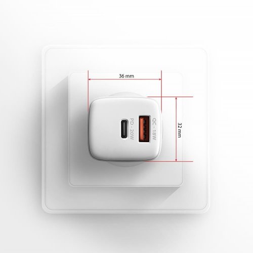 Мережевий зарядний пристрій AXAGON USB + USB Type-C 20W (ACU-PQ20W) White купити в Україні | Telemart фото