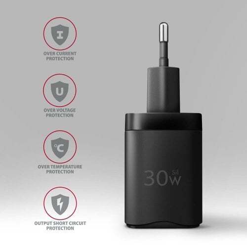 Сетевое зарядное устройство AXAGON USB + USB Type-C 30W (ACU-PQ30) Black купить в Украине | Telemart фото