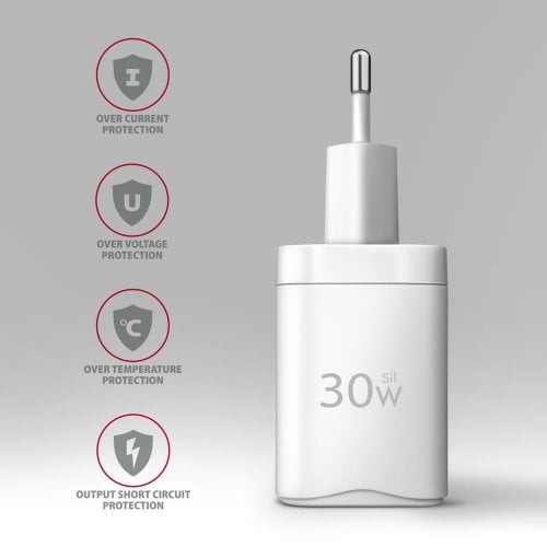 Мережевий зарядний пристрій AXAGON USB + USB Type-C 30W (ACU-PQ30W) White купити в Україні | Telemart фото