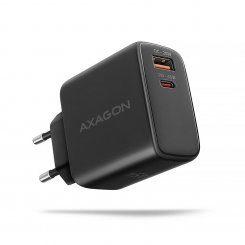 Мережевий зарядний пристрій AXAGON GaN USB + USB Type-C 45W (ACU-PQ45) Black