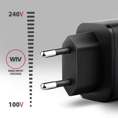Мережевий зарядний пристрій AXAGON GaN USB + USB Type-C 67W (ACU-PQ67) Black/Grey купити в Україні | Telemart фото