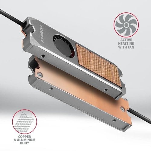 Радиатор с вентилятором для SSD AXAGON M.2 2280 SSD Heatsink with Fan (CLR-M2FAN) Silver купить в Украине | Telemart фото