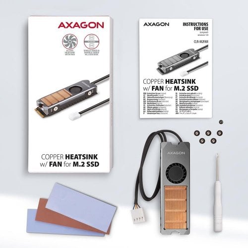 Радиатор с вентилятором для SSD AXAGON M.2 2280 SSD Heatsink with Fan (CLR-M2FAN) Silver купить в Украине | Telemart фото