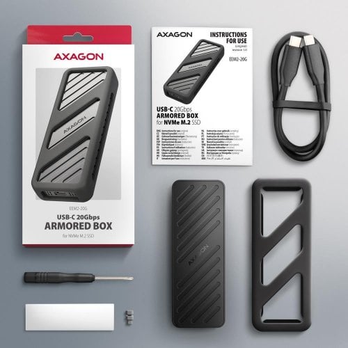 Зовнішня кишеня AXAGON M.2 SSD NVME Enclosure USB 3.2 Type-C (EEM2-20G) Black купити в Україні | Telemart фото