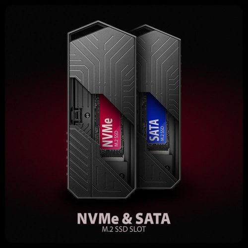 Зовнішня кишеня AXAGON M.2 SSD NVME/SATA Enclosure RGB USB 3.2 Type-C (EEM2-GAM) Black купити в Україні | Telemart фото