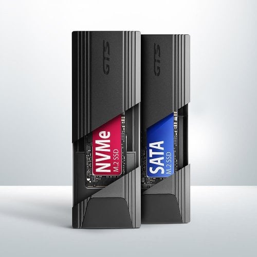 Зовнішня кишеня AXAGON M.2 SSD NVME/SATA Enclosure USB 3.2 Type-C (EEM2-GTS2) Grey купити в Україні | Telemart фото