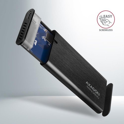 Зовнішня кишеня AXAGON M.2 SSD NVME/SATA Enclosure USB 3.2 Type-C (EEM2-SB2) Black купити в Україні | Telemart фото