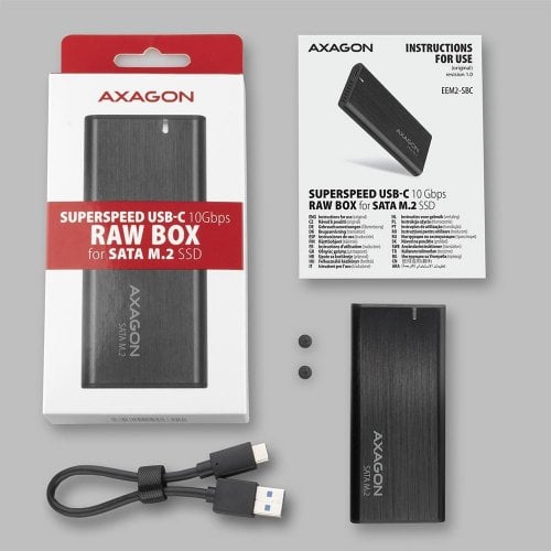 Зовнішня кишеня AXAGON M.2 SSD SATA Enclosure USB 3.2 Type-C (EEM2-SBC) Black купити в Україні | Telemart фото