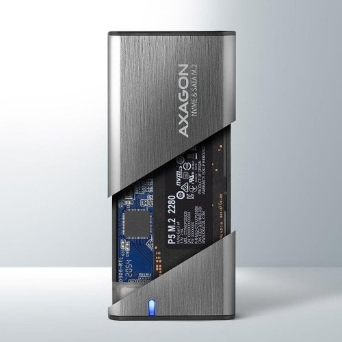 Зовнішня кишеня AXAGON M.2 SSD NVME/SATA Enclosure USB 3.2 Type-C (EEM2-SG2) Silver купити в Україні | Telemart фото