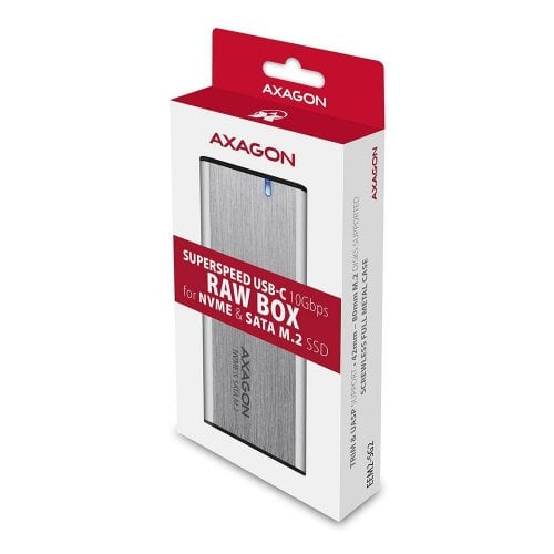 Зовнішня кишеня AXAGON M.2 SSD NVME/SATA Enclosure USB 3.2 Type-C (EEM2-SG2) Silver купити в Україні | Telemart фото