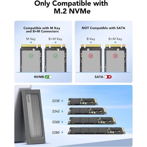 Зовнішня кишеня Lexar E300 M.2 SSD NVME Enclosure USB 3.2 Type-C (LPAE300-RNBNG) Silver купити в Україні | Telemart фото