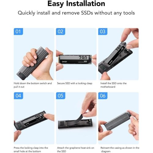 Зовнішня кишеня Lexar E300 M.2 SSD NVME Enclosure USB 3.2 Type-C (LPAE300-RNBNG) Silver купити в Україні | Telemart фото