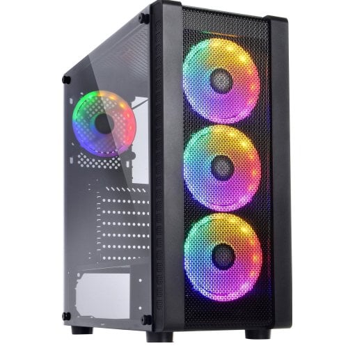 Корпус QUBE Storm Color LED Tempered Glass без БП (STORM_F5NU3) Black (Відновлено продавцем, 917315) купити в Україні | Telemart фото