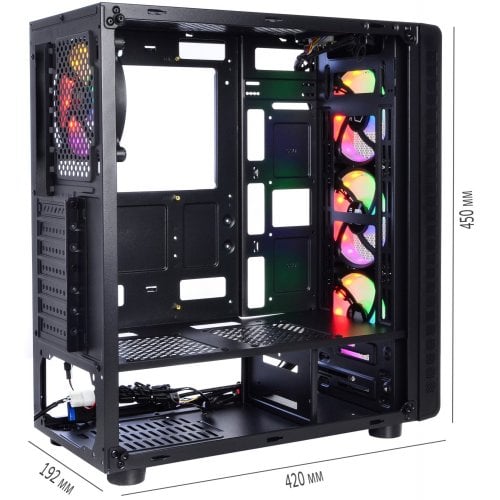 Корпус QUBE Storm Color LED Tempered Glass без БП (STORM_F5NU3) Black (Відновлено продавцем, 917315) купити в Україні | Telemart фото