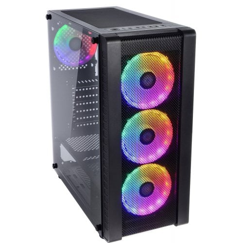 Корпус QUBE Storm Color LED Tempered Glass без БП (STORM_F5NU3) Black (Відновлено продавцем, 917315) купити в Україні | Telemart фото