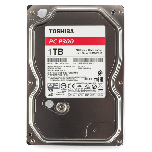 Жорсткий диск Toshiba P300 1TB 64MB 7200RPM 3.5" (HDWD110UZSVA) (Відновлено продавцем, 917511) купити в Україні | Telemart фото