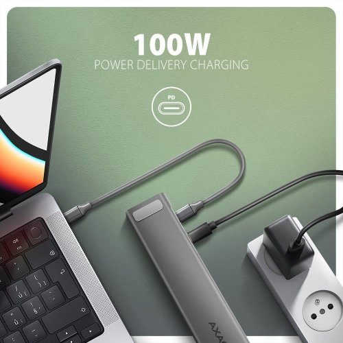 USB-хаб AXAGON USB Type-C 9 in 1 (HMC-10HLS) Grey купити в Україні | Telemart фото