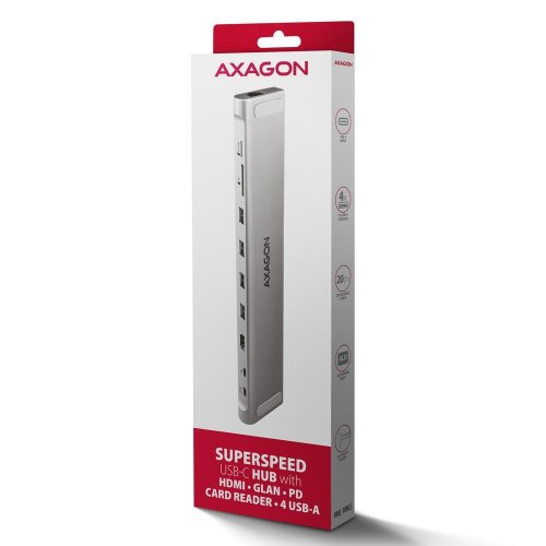 USB-хаб AXAGON USB Type-C 9 in 1 (HMC-10HLS) Grey купити в Україні | Telemart фото