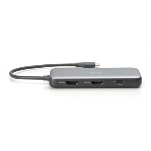Док-станція Digitus Docking Station USB Type-C 8 in 1 (DA-70915) Black/Grey купити в Україні | Telemart фото