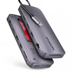 USB-хаб AXAGON Gen2Combo USB Type-C 12 in 1 (HMC-12GM2) Grey