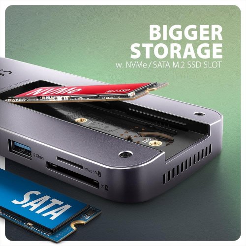 USB-хаб AXAGON Gen2Combo USB Type-C 12 in 1 (HMC-12GM2) Grey купити в Україні | Telemart фото