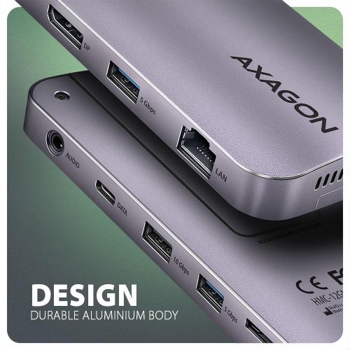 USB-хаб AXAGON Gen2Combo USB Type-C 12 in 1 (HMC-12GM2) Grey купити в Україні | Telemart фото