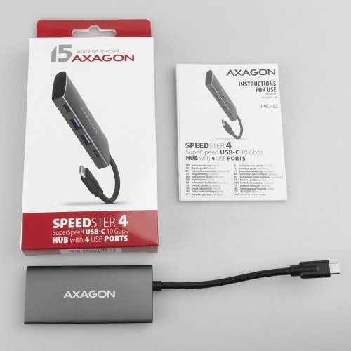 USB-хаб AXAGON Speedster USB Type-C 4 in 1 (HMC-4G2) Grey купити в Україні | Telemart фото