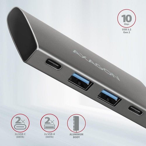 USB-хаб AXAGON Speedster USB Type-C 4 in 1 (HMC-4G2) Grey купити в Україні | Telemart фото