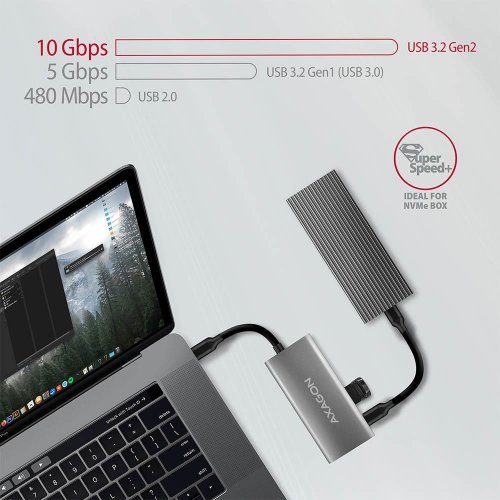 USB-хаб AXAGON Speedster USB Type-C 4 in 1 (HMC-4G2) Grey купити в Україні | Telemart фото